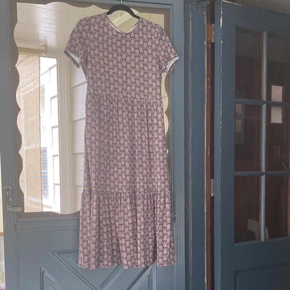 Boden Blue Floral Tiered Midi Dress